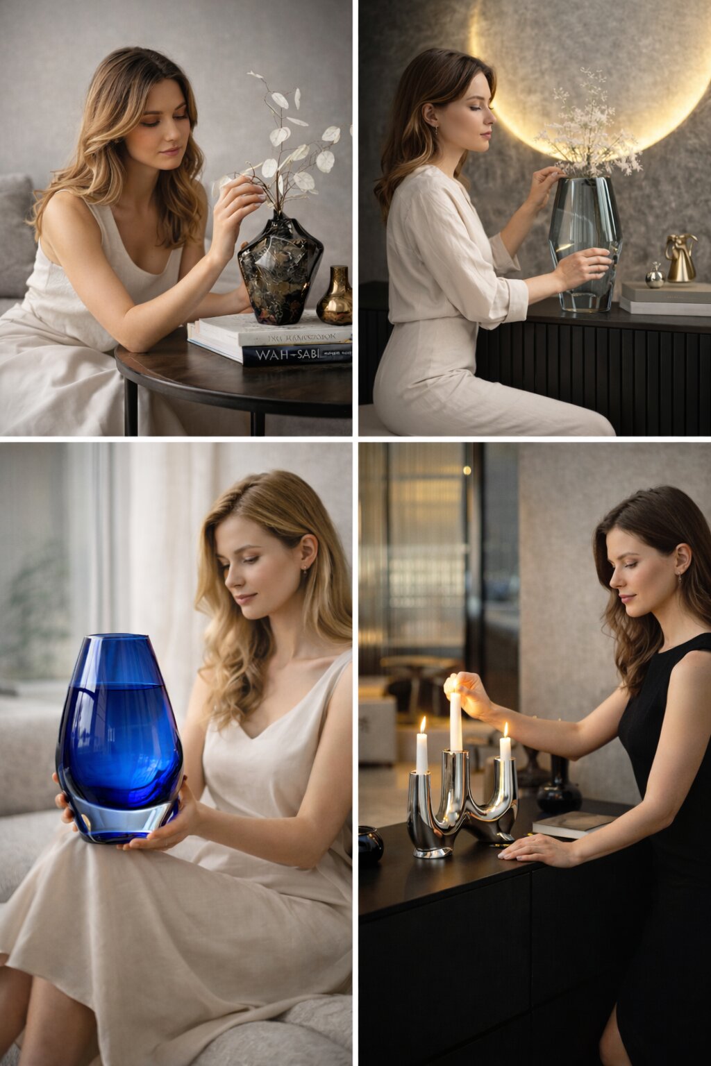 статуэтка в композиции с книгами и декором